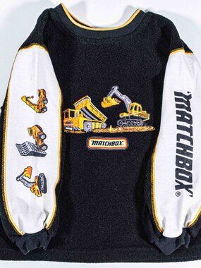Vintage Matchbox Construction Truck Fleece Pullover Youth 7 Boy Cozy Gorpcore